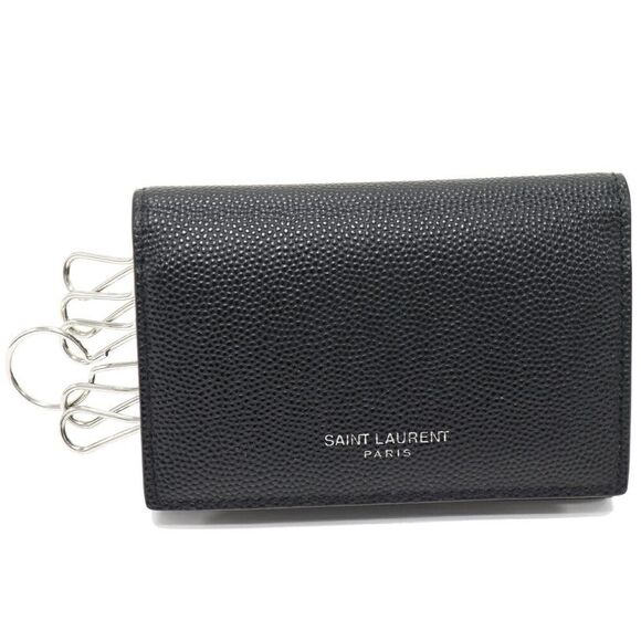 Yves Saint Laurent Grain Leather Key Case Black - Picture 1 of 4